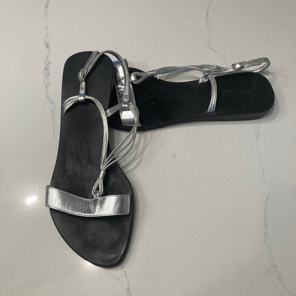 Used Anne Klein New York size 8 1/2 Silver Sandals - Picture 1 of 4